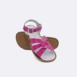 Salt Water Little Girls Toddler 10 Shiny Fuchsia Sandals Leather Flats NEW
